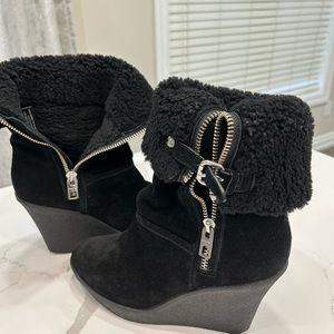 Coach suede boots, mid calf or ankle height. Size 8.5.